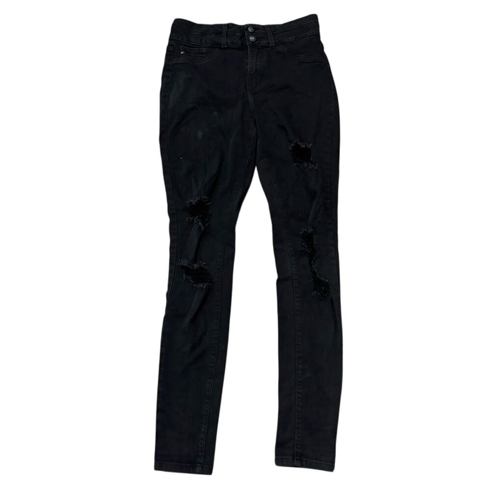 Kancan Black High Rise‎ Distressed Stretch Skinny Jeans Women's Size 27